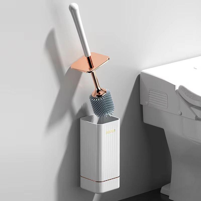 Silicone Golf Long-Handle Toilet Brush with Wall-Mounted Holder – 360° Flexible Head Bathroom Cleaner Set