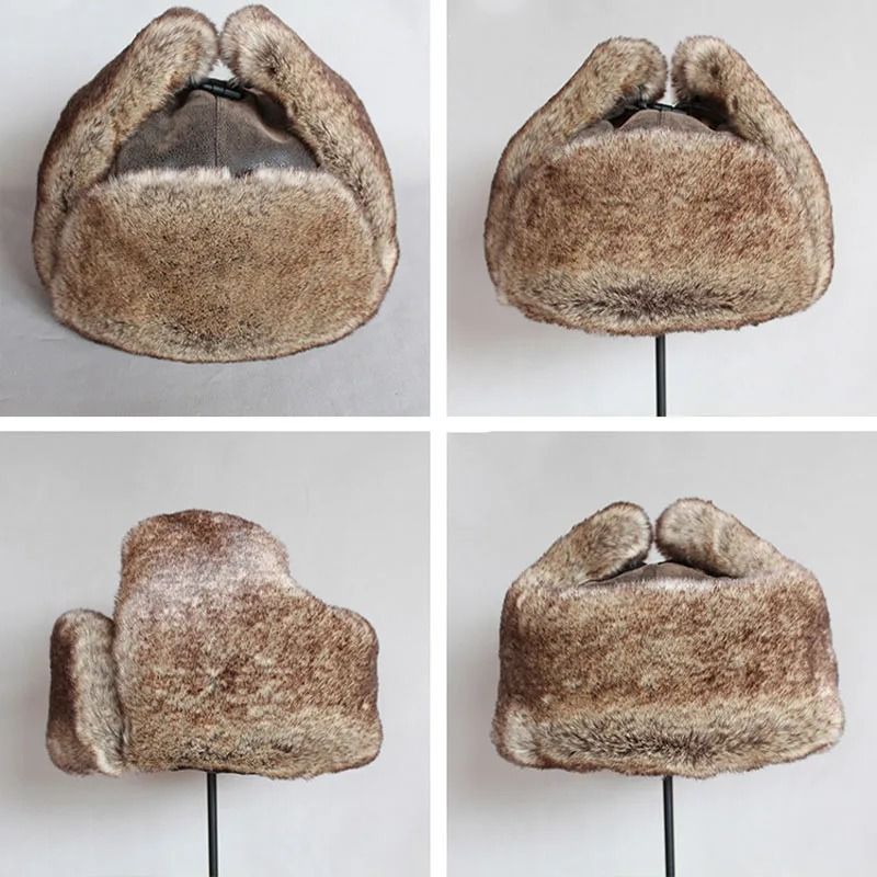 Premium PU Leather Thermal Bomber Ushanka Hat
