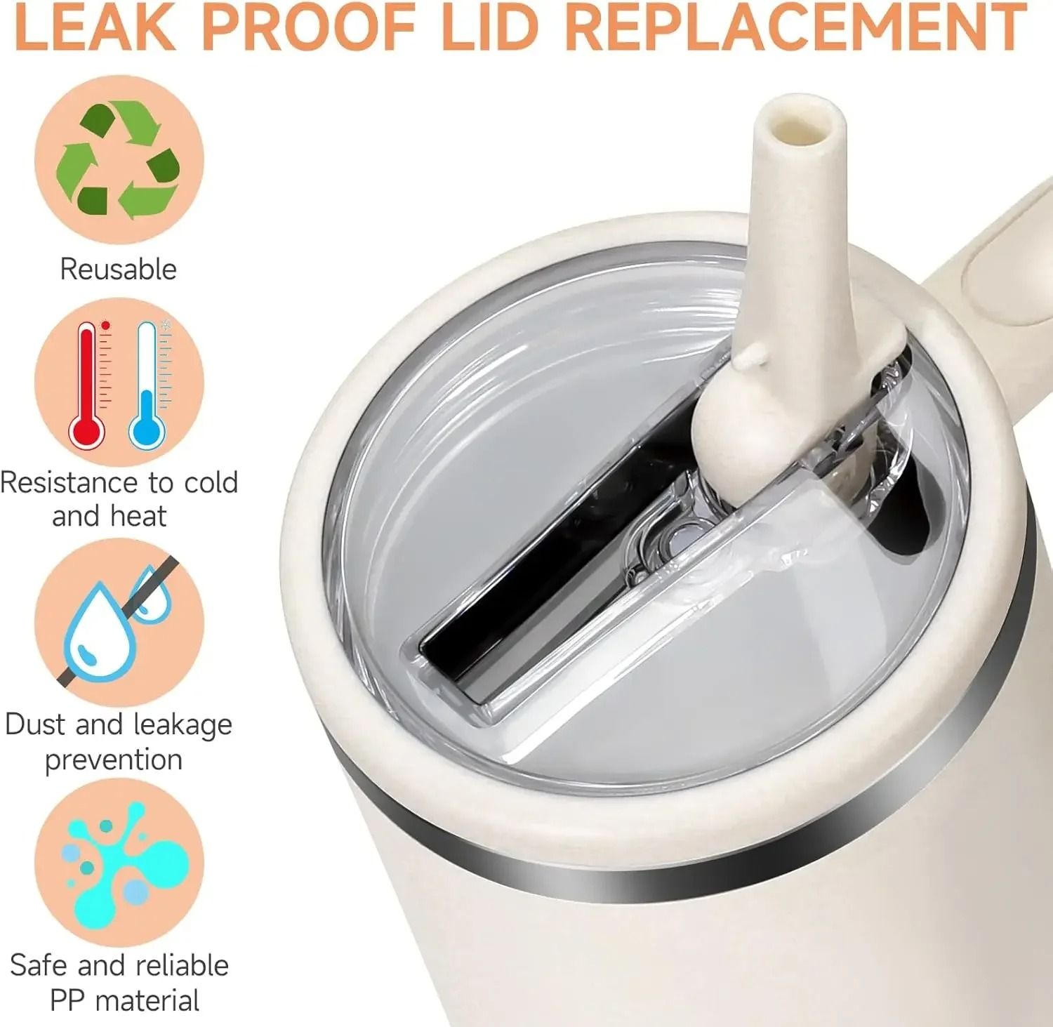 Flip Straw Leak Proof Lid Replacement for Tumbler Cups