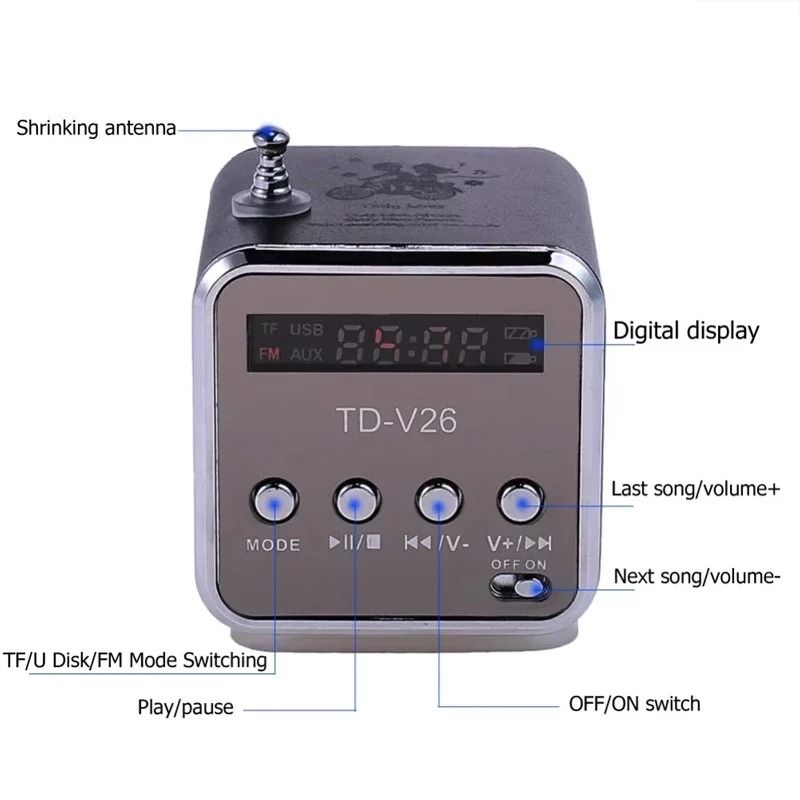 Mini Portable Bluetooth Speaker with FM Radio and TF Card Support