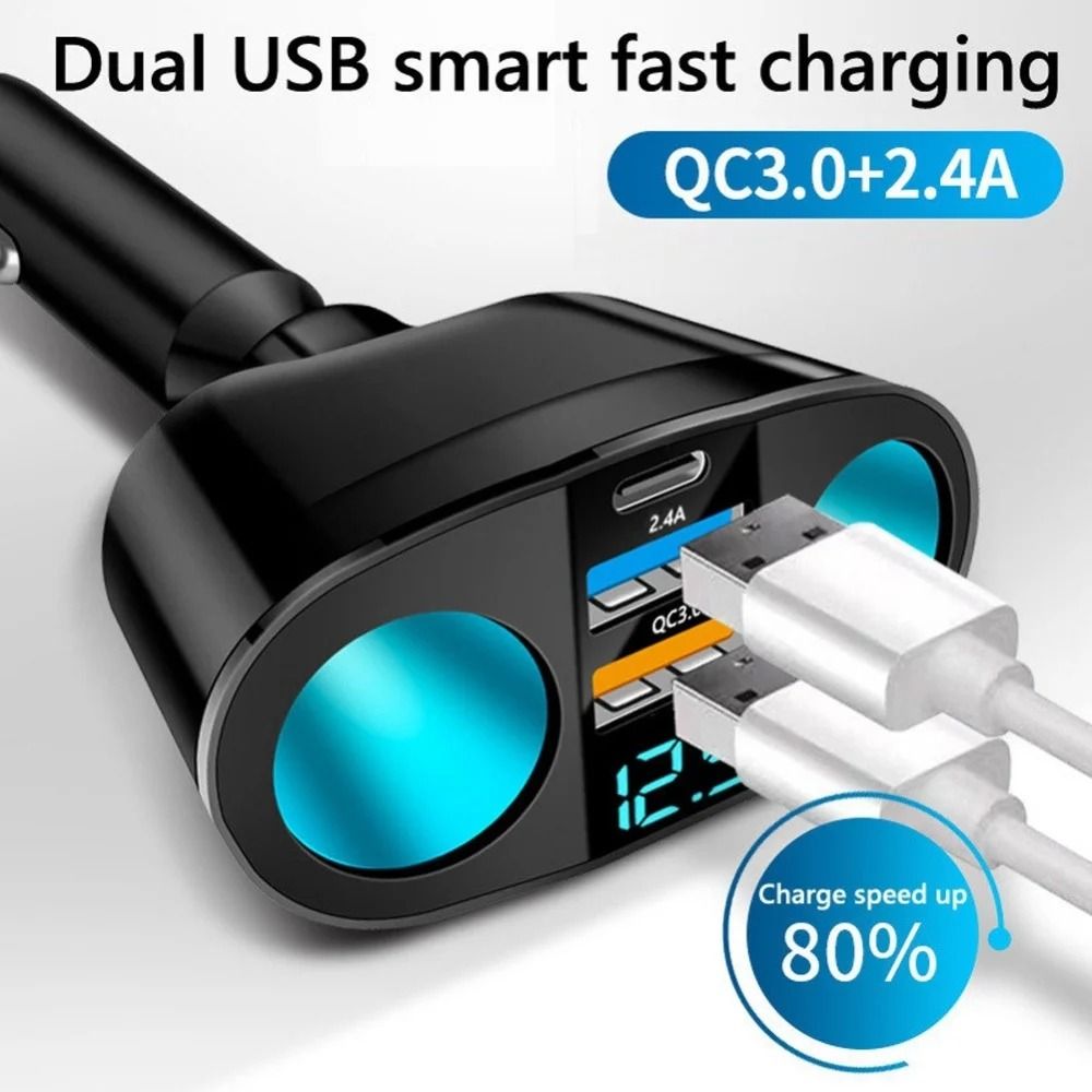 Multi-Port Fast Car Charger with Smart Digital Display