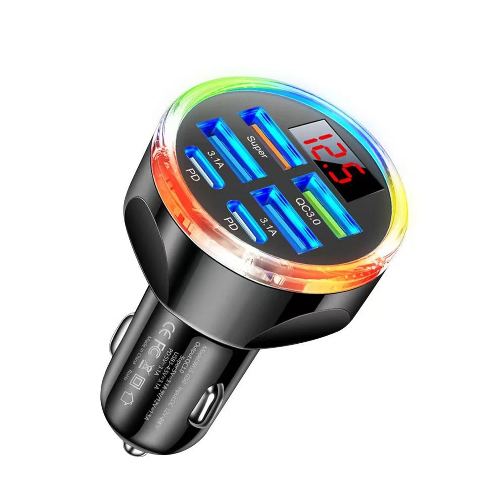 6 in 1 Dual PD USB C Super Fast Car Charger