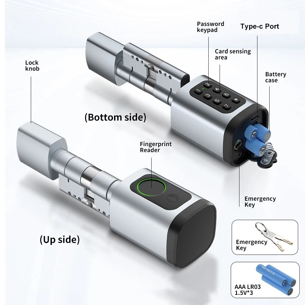 Raykube V1 Smart Cylinder Lock Tuya BLE Fingerprint