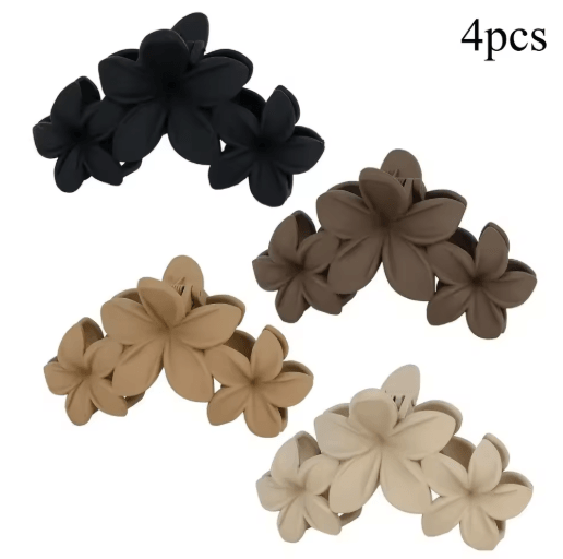 Vintage Flower Shark Hair Clip – Frosted Grab Clip Hair Accessory for Women