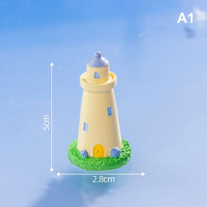 Mini Ocean Lighthouse Figurine Resin Landscape Decor Ornament