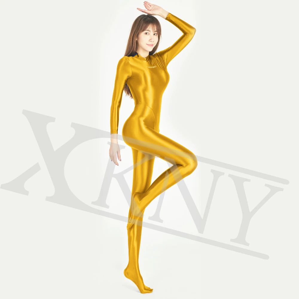 Satin Full Body Yoga Jumpsuit Long Sleeve
