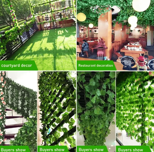 Artificial Ivy Garland – 2.1M Green Leaf Vine for Wall Decor, Wedding & Home Styling