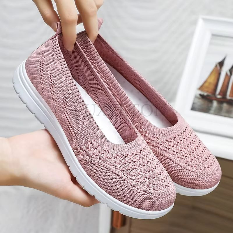BreathEase Mesh Slip-On Flats – Comfortable, Non-Slip Platform Walking Shoes