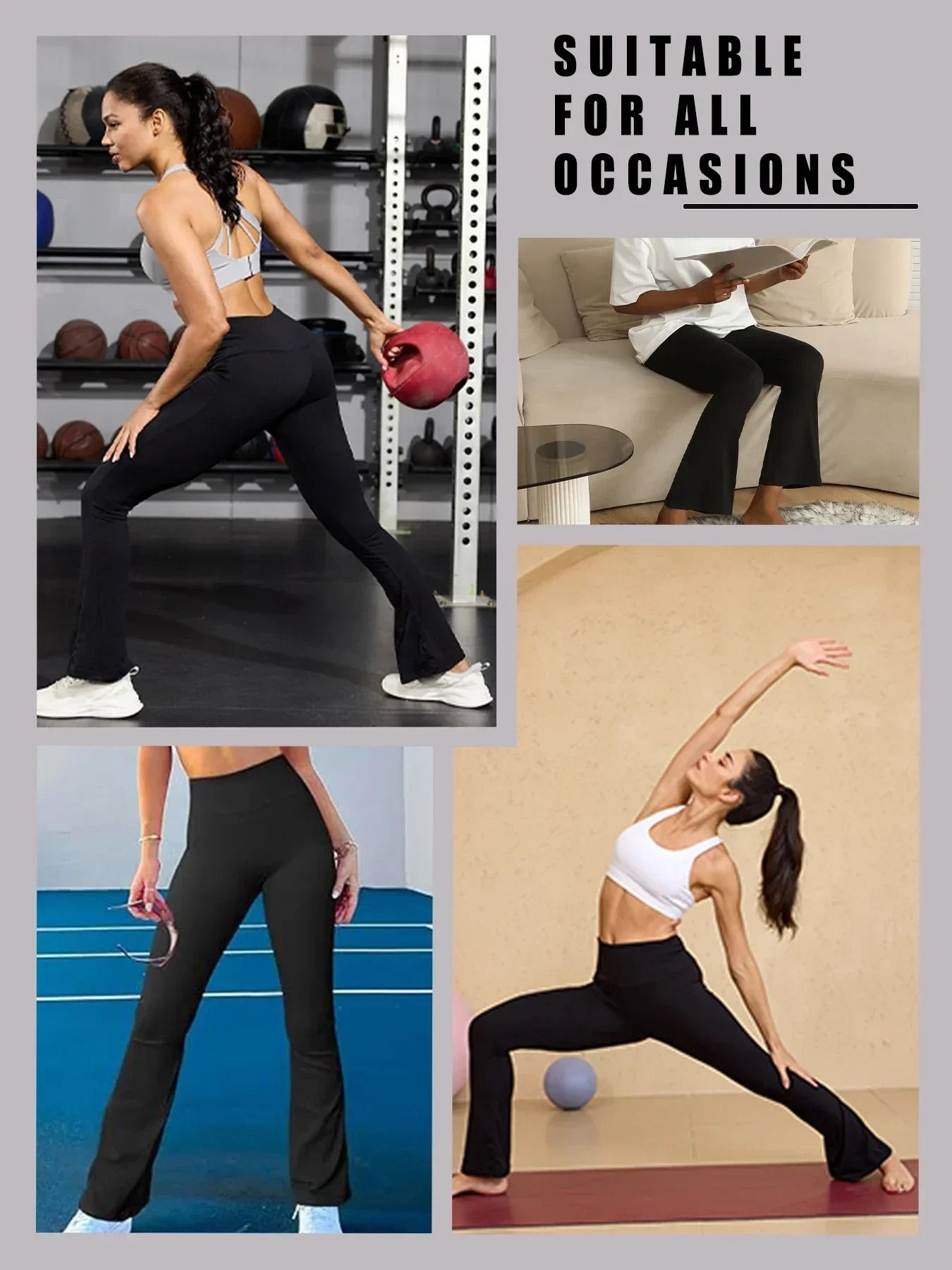 Womens High Waisted Flare Yoga Pants – Super Soft Bell Bottom Leggings with Tummy Control