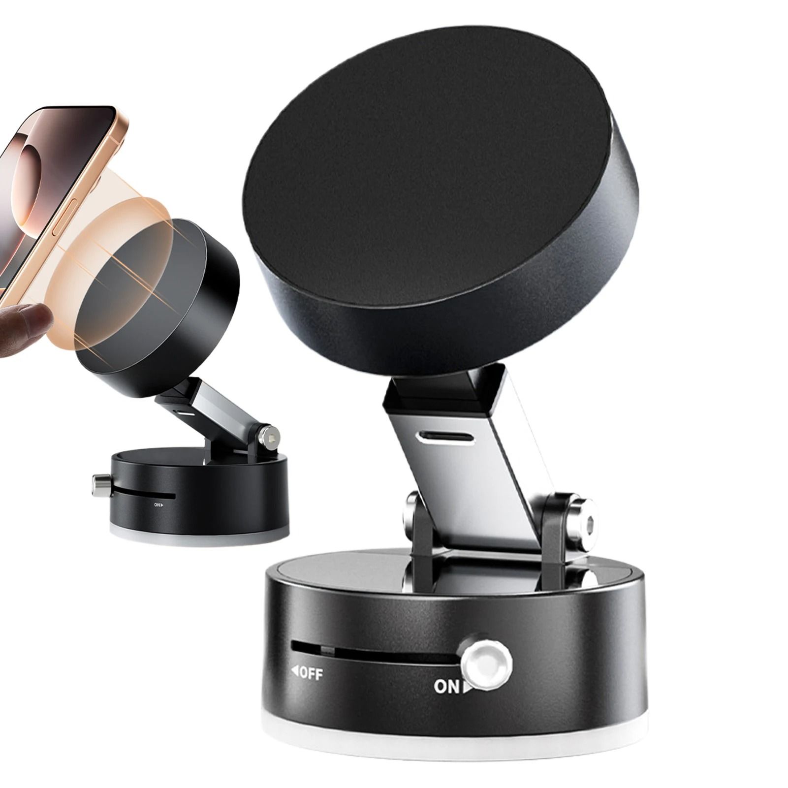 Vacuum Magnetic Car Phone Holder – Double-Sided Foldable Auto Bracket