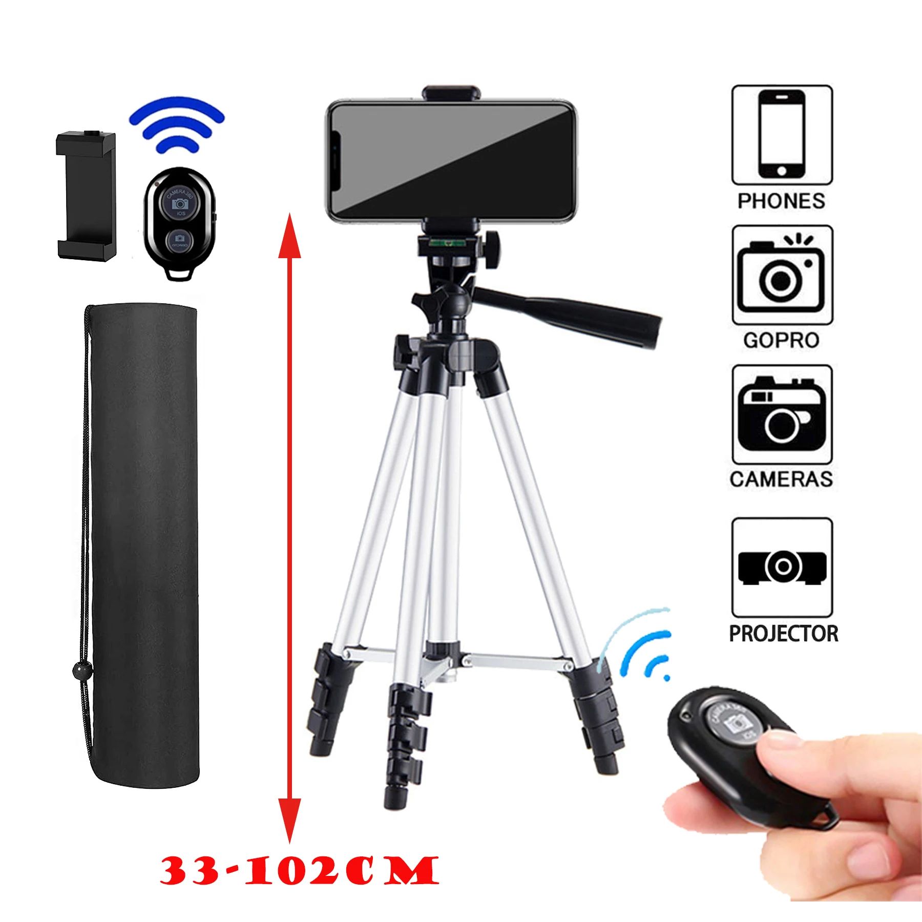 Lightweight Camera Tripod with Phone Holder