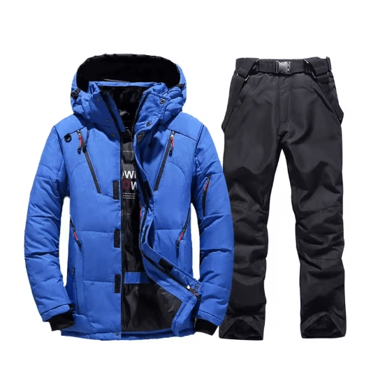 Mens Thermal Ski Suit Set Waterproof Down Jacket & Snowboard Bib Pants