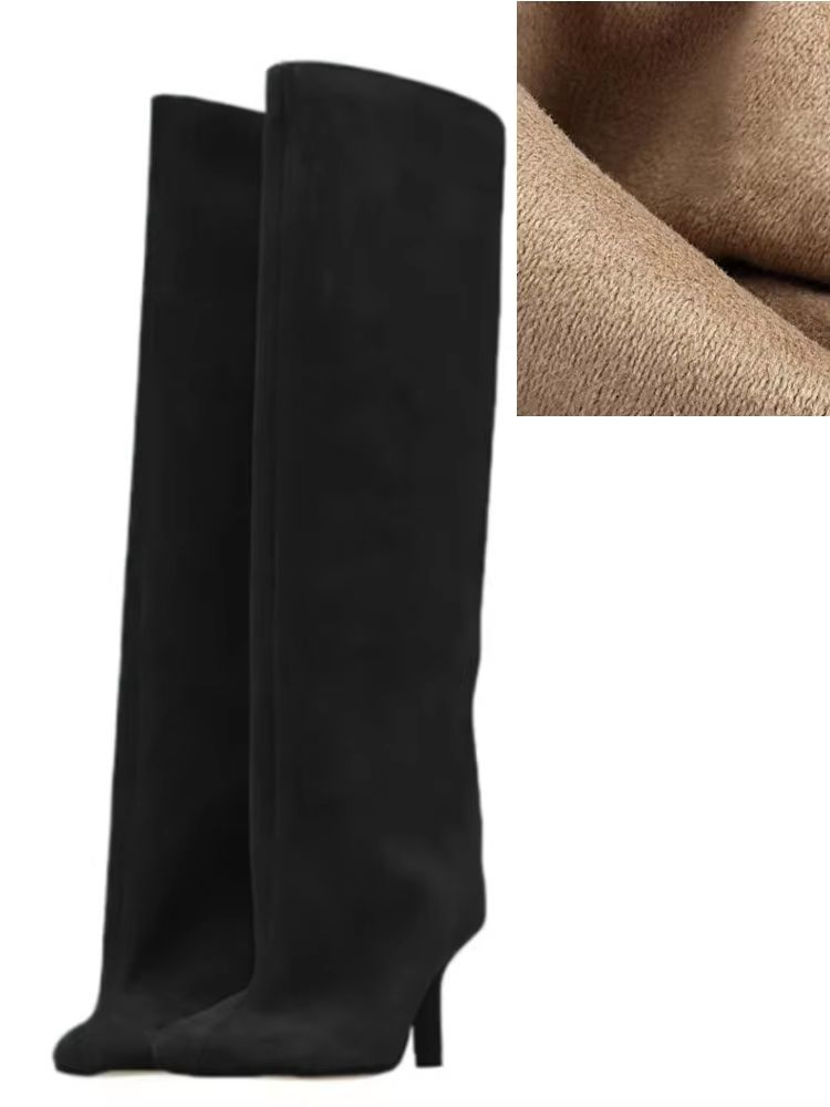 Autumn Winter Women's Knee High Boots – 6cm Slim High Heels, Round Toe Fashion Long Boots, Knight-Inspired Style