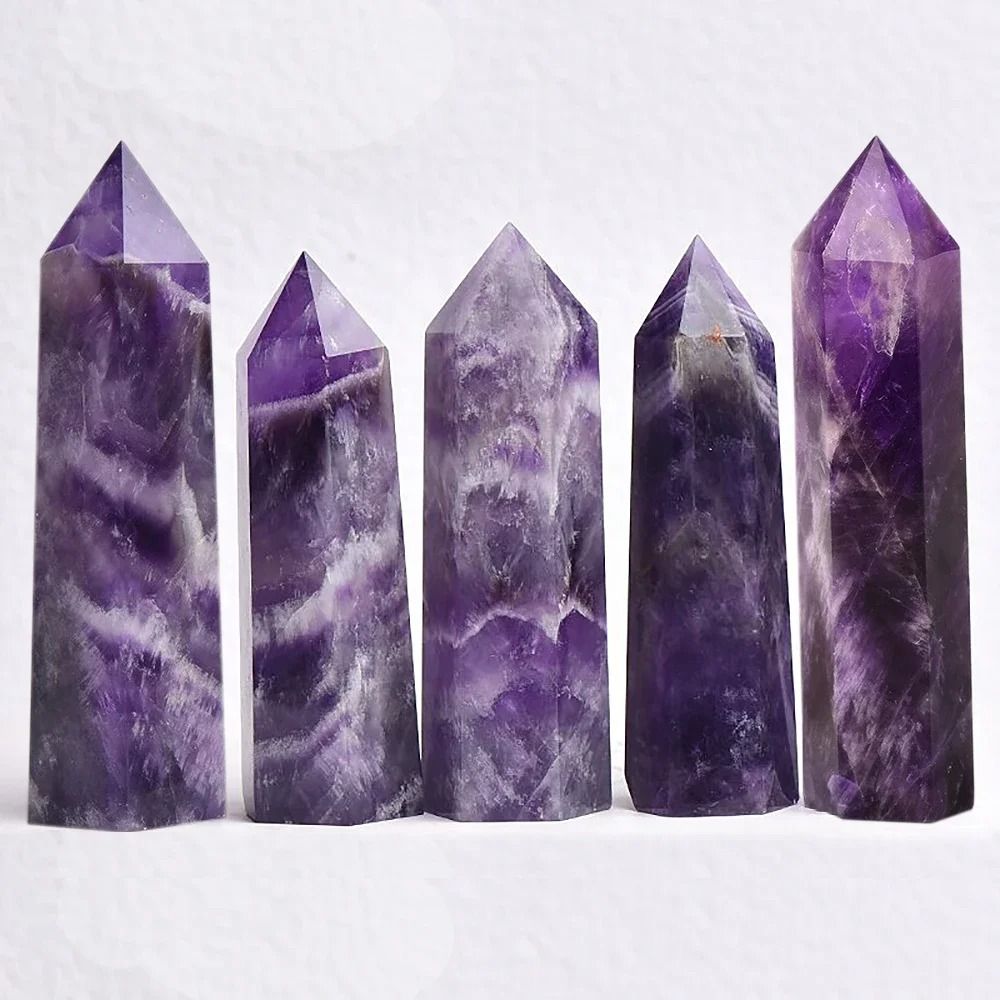 Natural Rose Quartz and Amethyst Crystal Wand Point