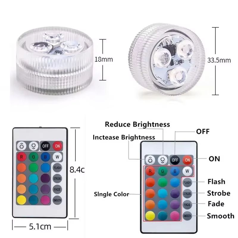 Waterproof LED Pool Lights – Battery-Powered RGB Submersible Decor for Parties & Weddings