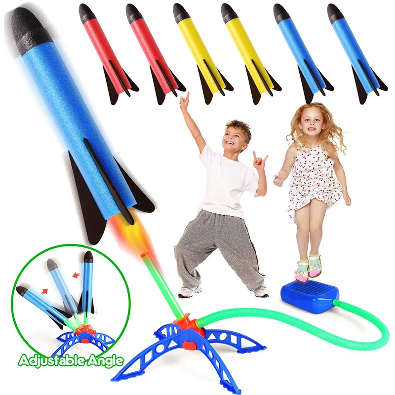 Outdoor Air Powered Rocket Launcher for Kids Soaring Fun with Foot Pump & Jumpsuit