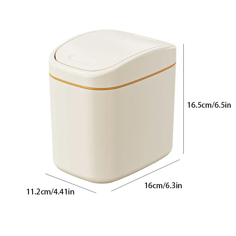 Compact Desktop Trash Can With Shake Cover