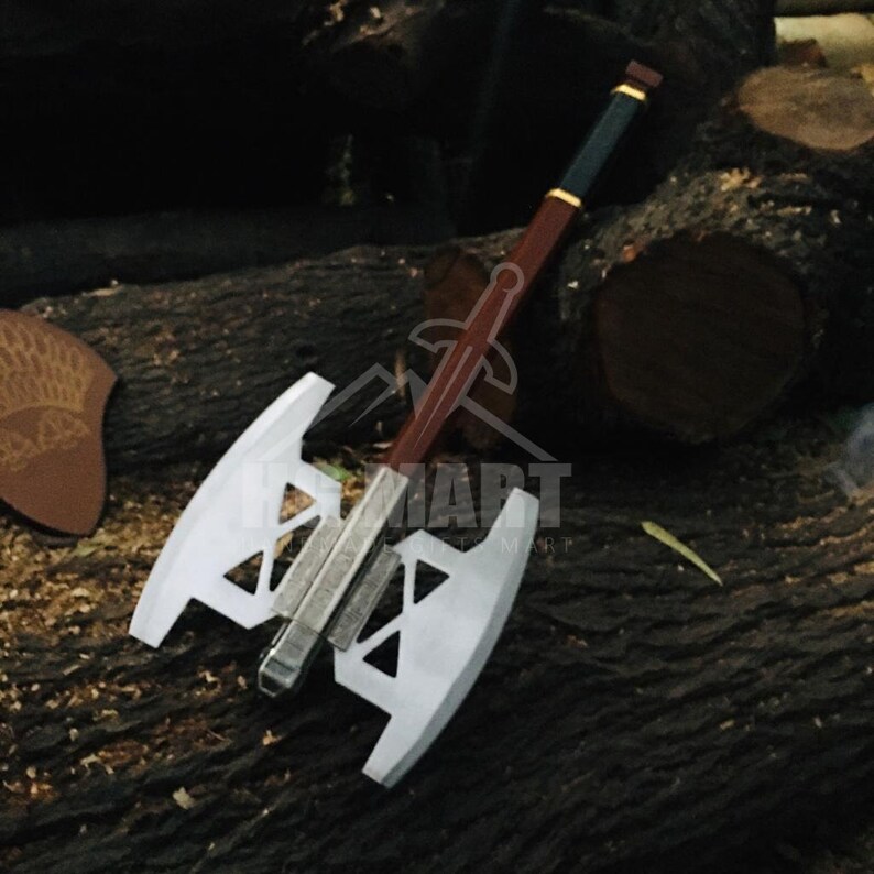 Hand Forged Gimli Replica Battle Axe WITH SHEATH From Lord of the Rings groomsman gift,Gift for him Fantasy Axe, Engrave