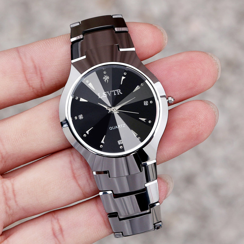 Luxury Stainless Steel Waterproof Quartz Watches, Calendar Date Lovers Couple Watch