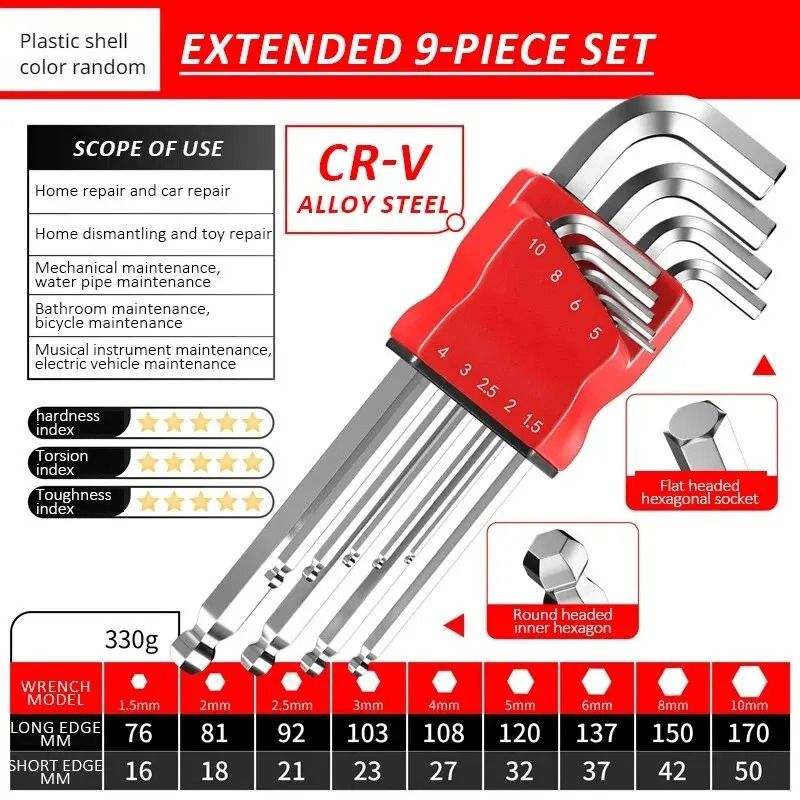 High Strength Hex Wrench Set Kimihide Spanner Hex Screwdriver Tool