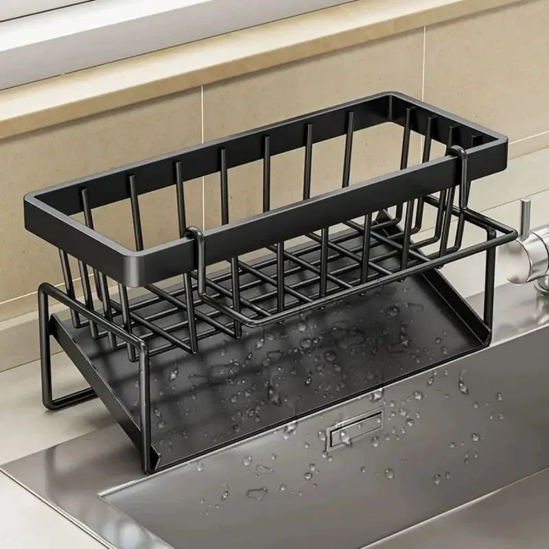 Space-Saving Kitchen Sink Organizer with Drain Tray & Sponge Holder