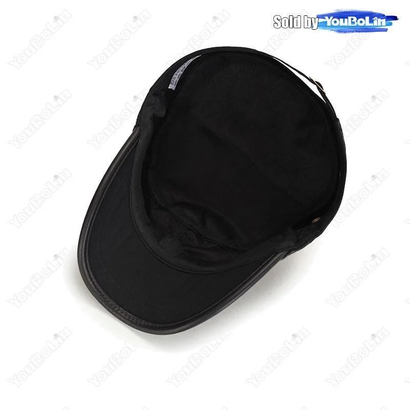 Distressed Washed Cotton Cadet Flat Cap with Leather Binding