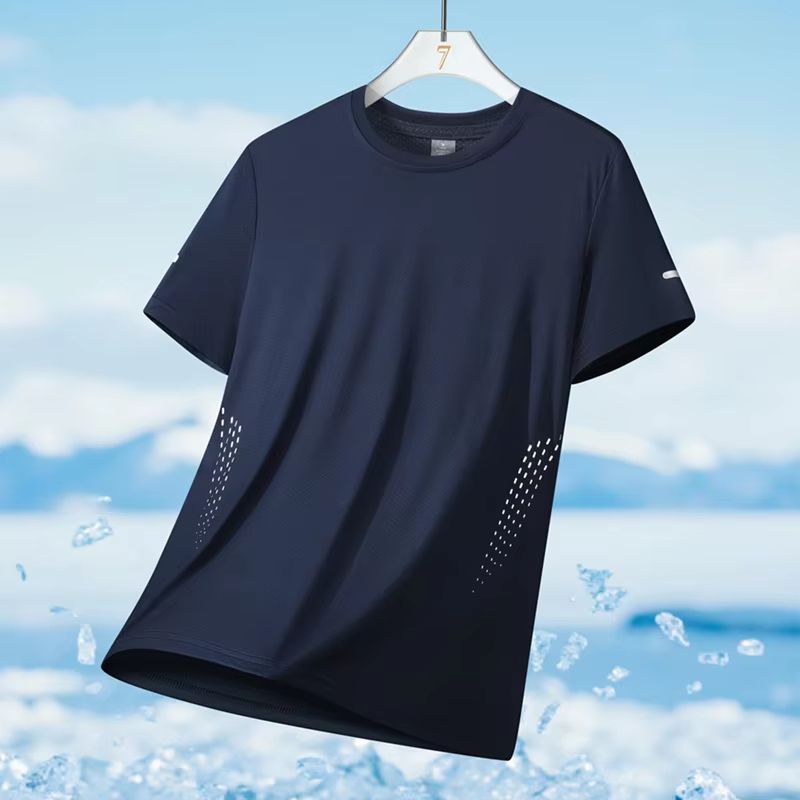 Men's Ice Silk Quick-Dry Reflective Running T-Shirt - Breathable Fitness Top (Up to 5XL)