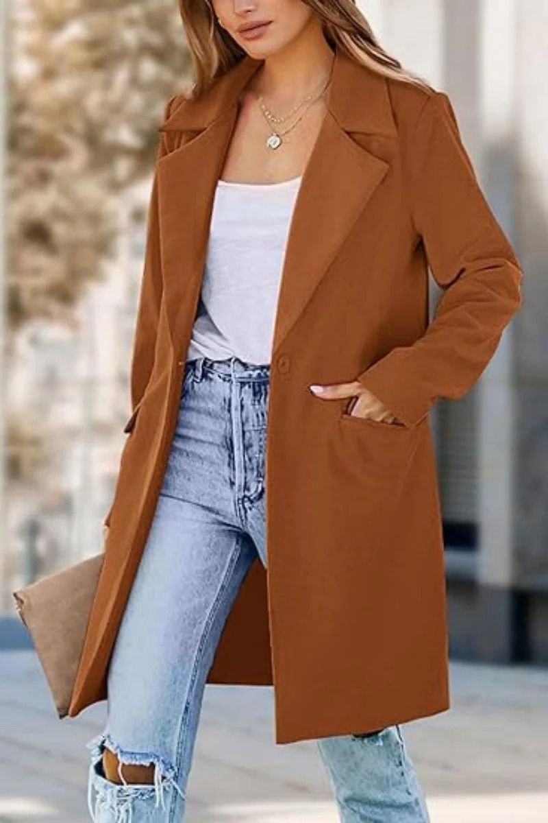 Elegant Double-Breasted Winter Wool Blend Coat