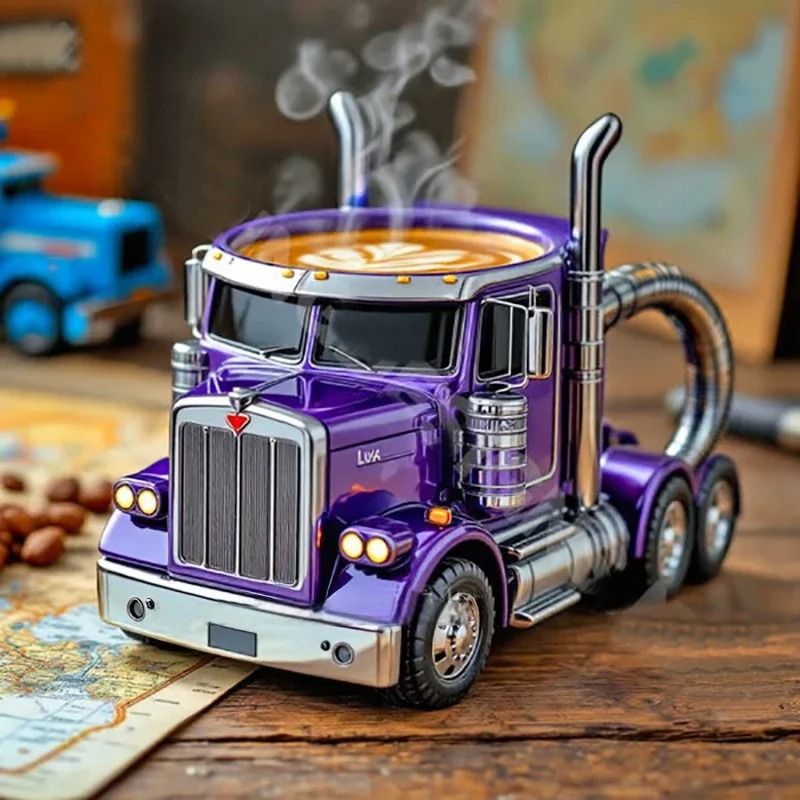Semi Truck Coffee Mug Handcrafted Novelty Truck Coffee Cup Unique Vehicle Shaped Mug