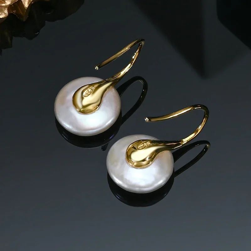 Natural Freshwater Baroque Pearl Earrings 925 Silver Hooks