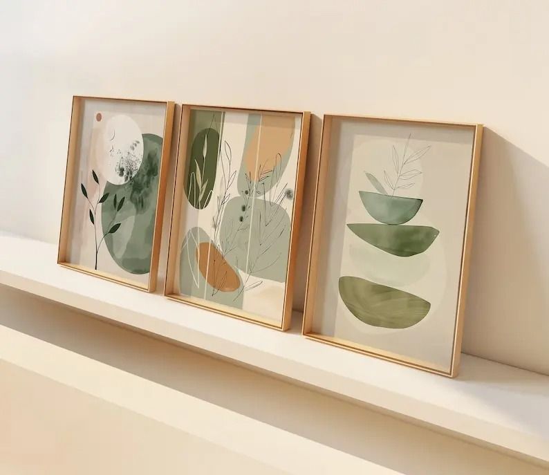 Bohemian Plant Canvas Prints Set Earth Tone Minimalist Wall Art Decor