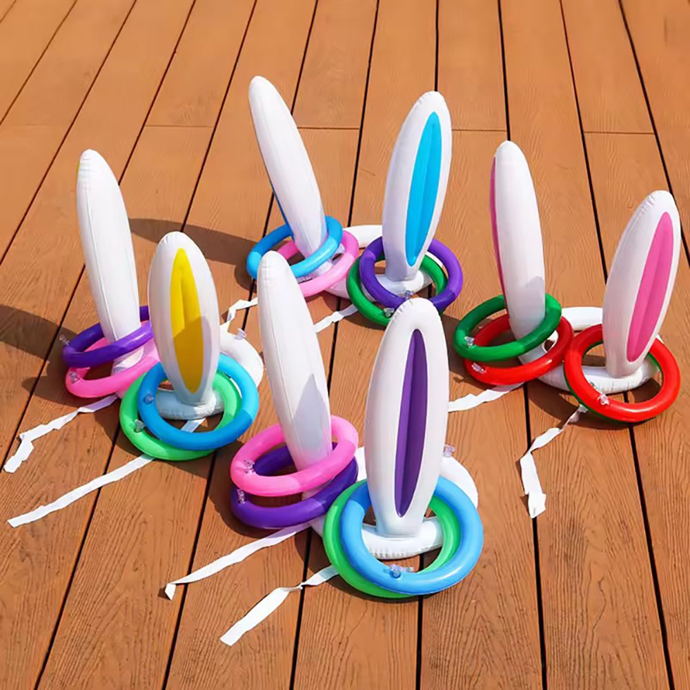 Holiday Bunny Ears Inflatable Ring Toss Activity, Parent-Child Interaction Toy