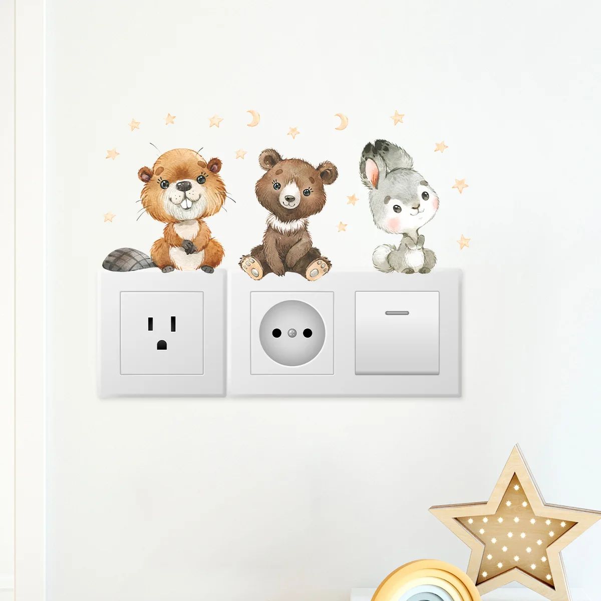 Cute Cartoon Animal Light Switch Wall Stickers Kids Room
