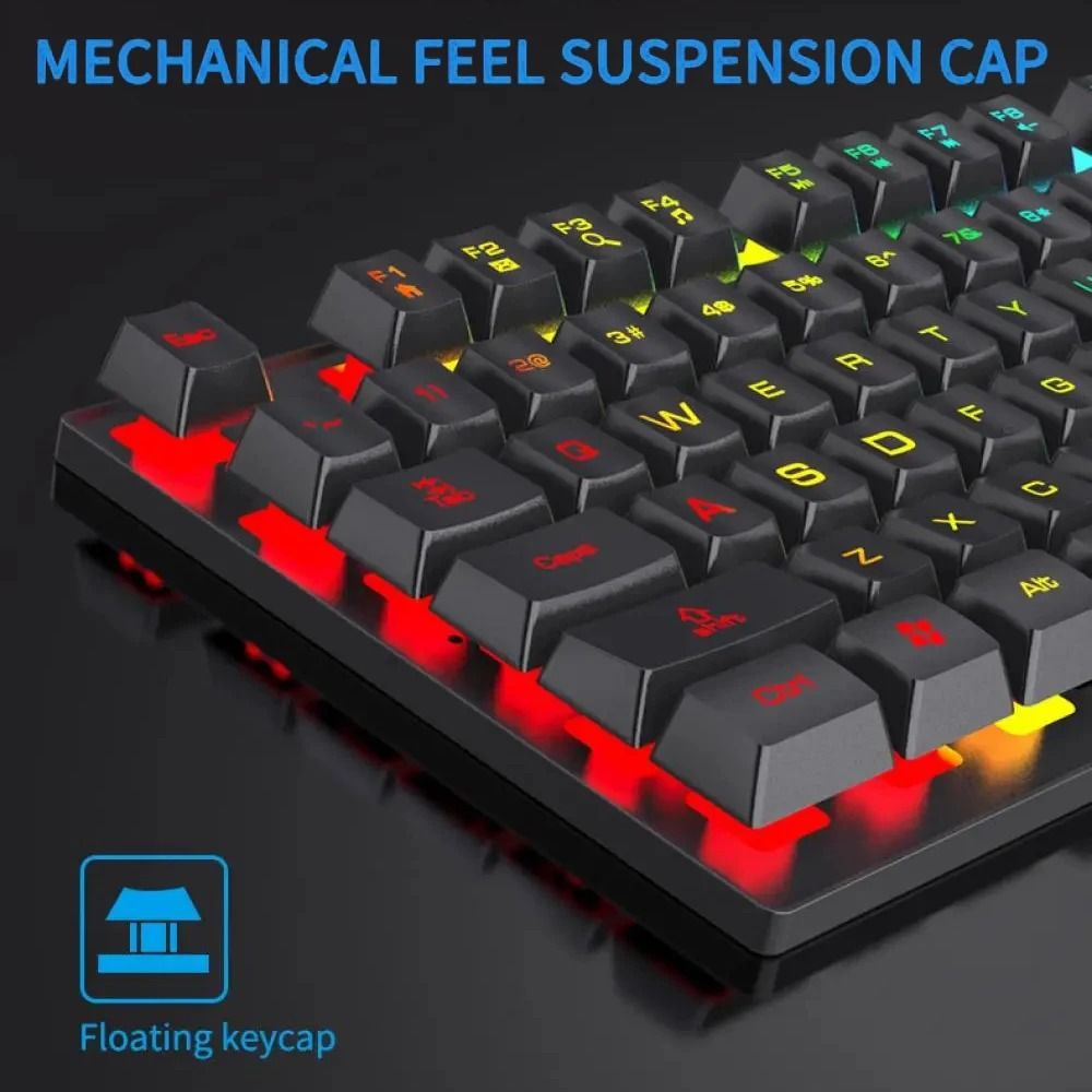 RGB USB Wired 104 Key Mechanical Feel Gaming Keyboard