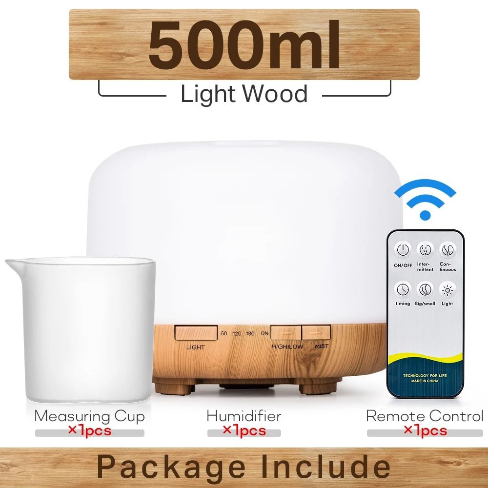 Ultrasonic Aromatherapy Diffuser with Remote Control and LED Light