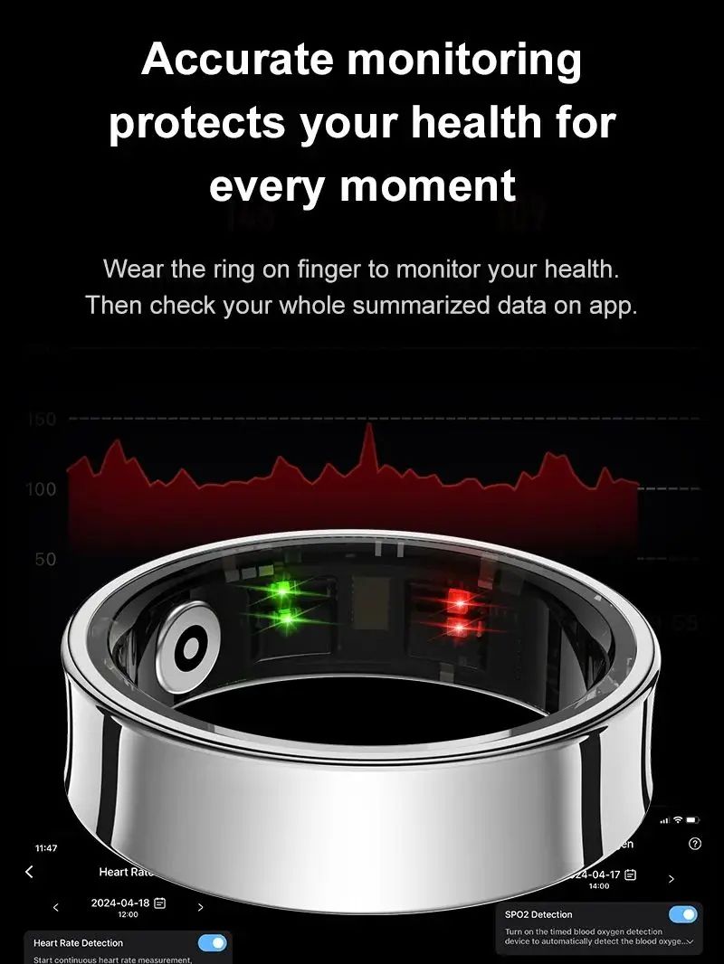 R09 Smart Health Ring with Skin Temperature Tracking and 5ATM Waterproof Design