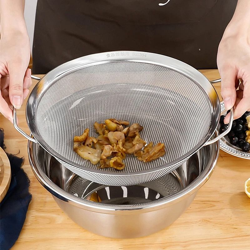 Stainless Steel Mesh Strainer Basket with Double Handles
