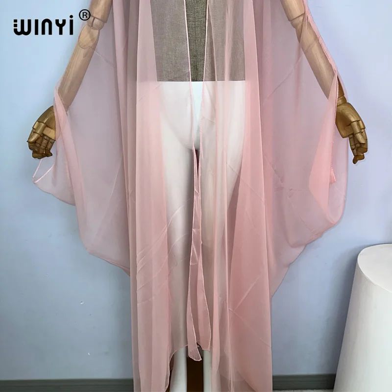 Sheer Monochrome Kimono Beach Cover Up