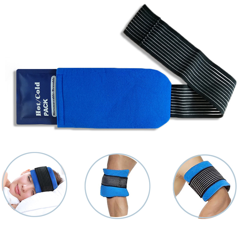 Gel Ice Packs with Adjustable Elastic Strap Hot & Cold Compress for Shoulder, Back, Knee, Neck, and Ankle Relief