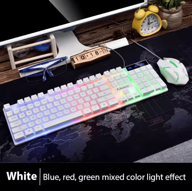 KM320 Keyboard & Mouse Combo – Waterproof Backlit Gaming Set with Luminous LED
