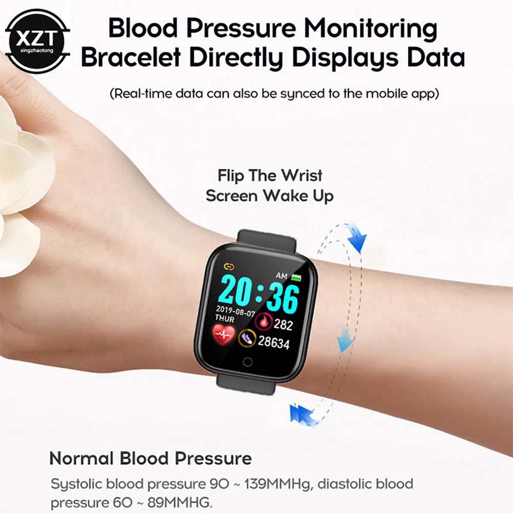 D20 Smart Fitness Tracker Watch with Bluetooth Notifications & Sleep Monitoring