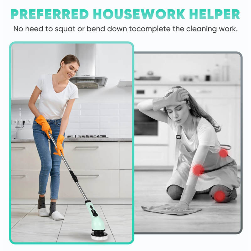 9 in 1 Electric Cleaning Brush Spin Scrubber for Kitchen, Bathroom Floors Multi-Purpose Cleaning Gadget
