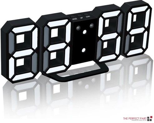 LED Big Wall Clock, USB Powered Digital Alarm, Snooze Function, Auto Brightness