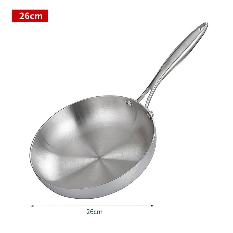304 Stainless Steel Frying Pan Nonstick Uncoated Cookware