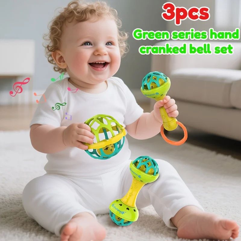 Colorful Hand-Crank Baby Bell Toy for Sensory Learning & Motor Development