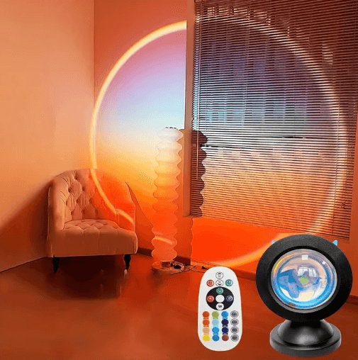 16-Color Sunset Projection Lamp with Remote Control & Built-in Earbuds