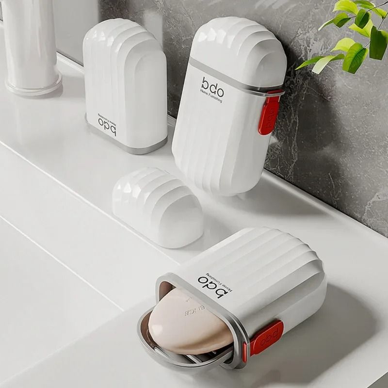 Portable Plastic Soap Case Travel Container with Drain Cover for Travel Use
