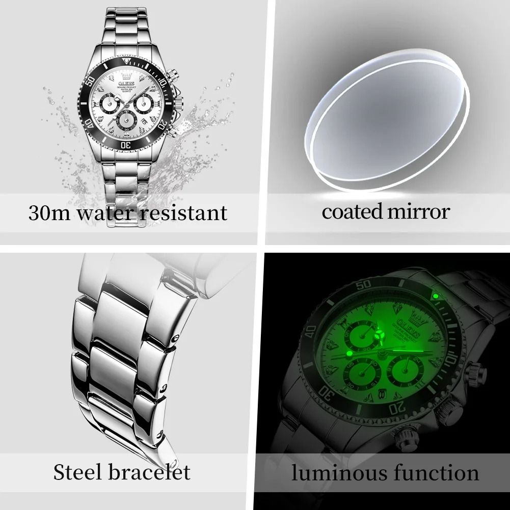 Womens Luxury Quartz Watch with Date and Luminous Display