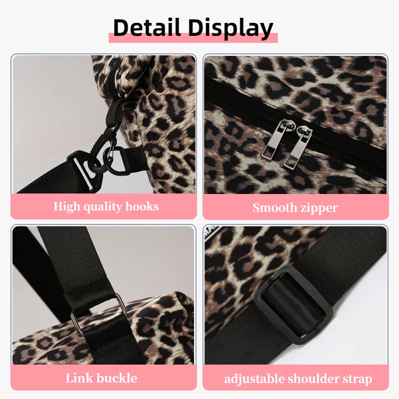Leopard Print Travel Duffel Bag Large Capacity Gym Tote Weekend Luggage