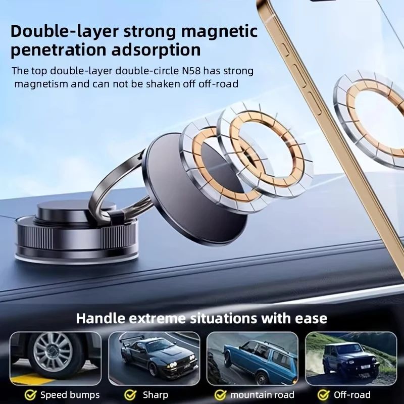 360 Degree Magnetic Car Phone Holder with Vacuum Suction Mount
